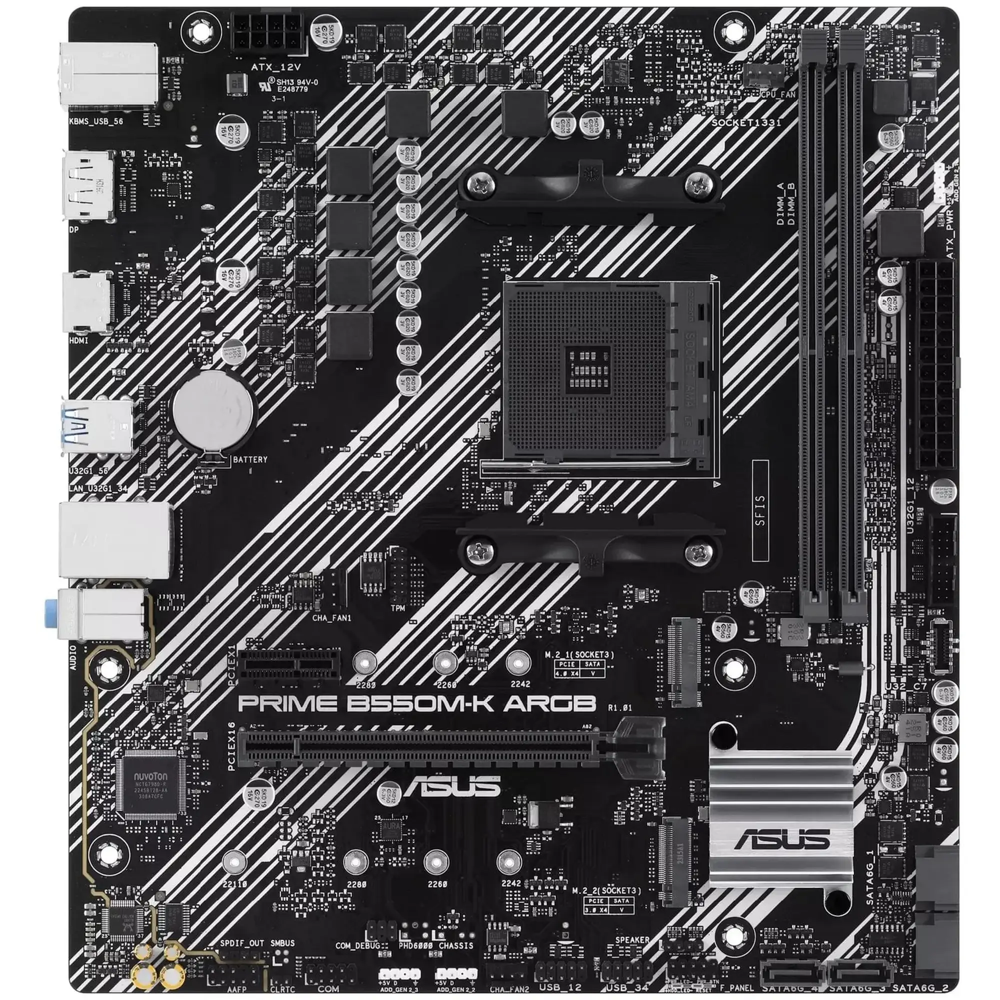Купити Материнська плата ASUS PRIME B550M-K ARGB (sAM4, AMD B550, DDR4, mATX) - фото 2
