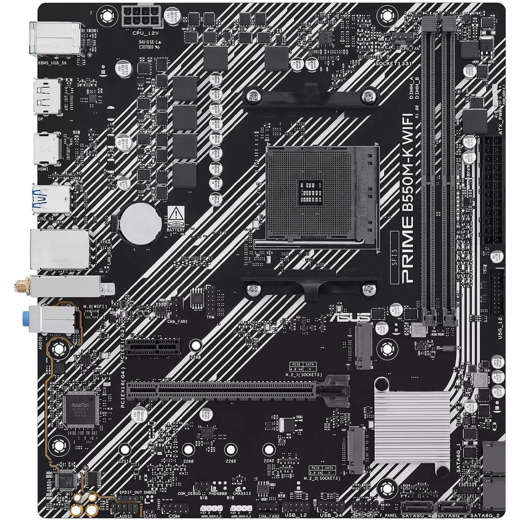 Купити Материнська плата ASUS PRIME B550M-K WIFI (sAM4, AMD B550, DDR4, mATX) - фото 2