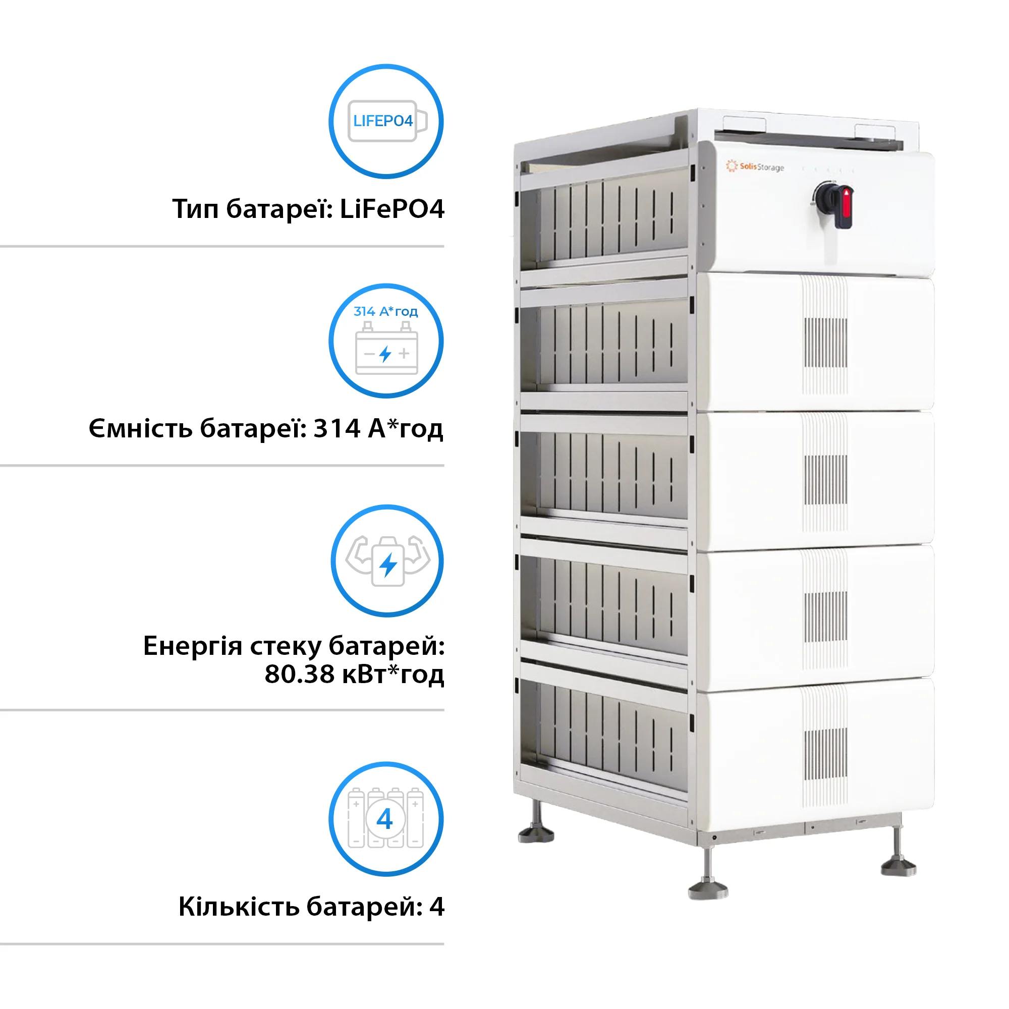 Купити Акумуляторна батарея Solis FlexCore-ID 80kWh 256V 314AH LiFePO4 (FlexCore-ID-80kWh) - фото 2