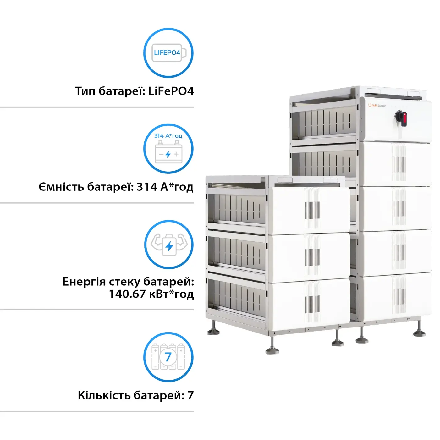 Купити Акумуляторна батарея Solis FlexCore-ID 140kWh 448V 314AH LiFePO4 (FlexCore-ID-140kWh) - фото 2