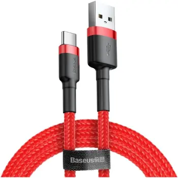Купити Кабель Baseus Cafule USB - USB-C 2A 2m Red (CATKLF-C09) - фото 1