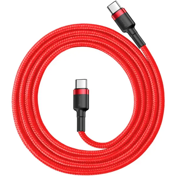 Купити Кабель Baseus Cafule USB-C - USB-C PD2.0 60W 20V 3A 1m Red (CATKLF-G09) - фото 2