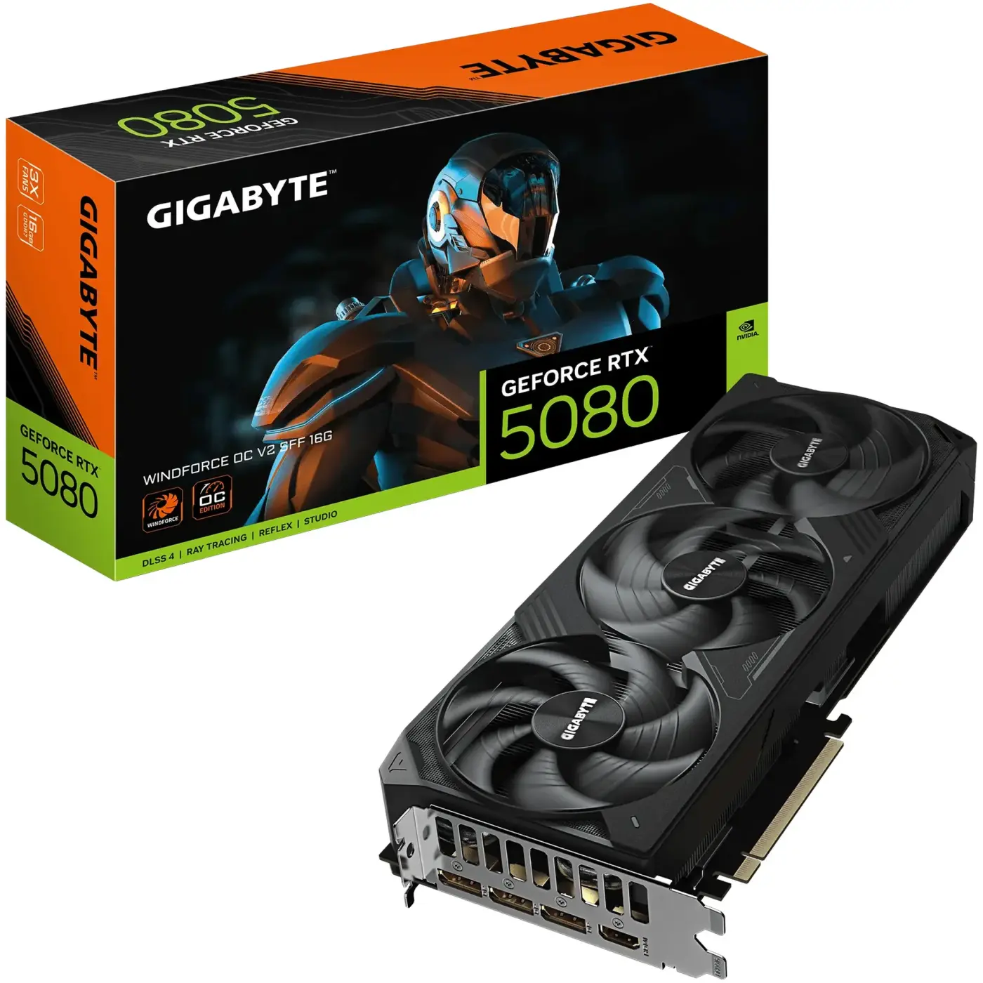 Купить Видеокарта GIGABYTE GeForce RTX 5080 WindForce OC V2 SFF 16G (GV-N5080WF3OCV2-16GD) - фото 1
