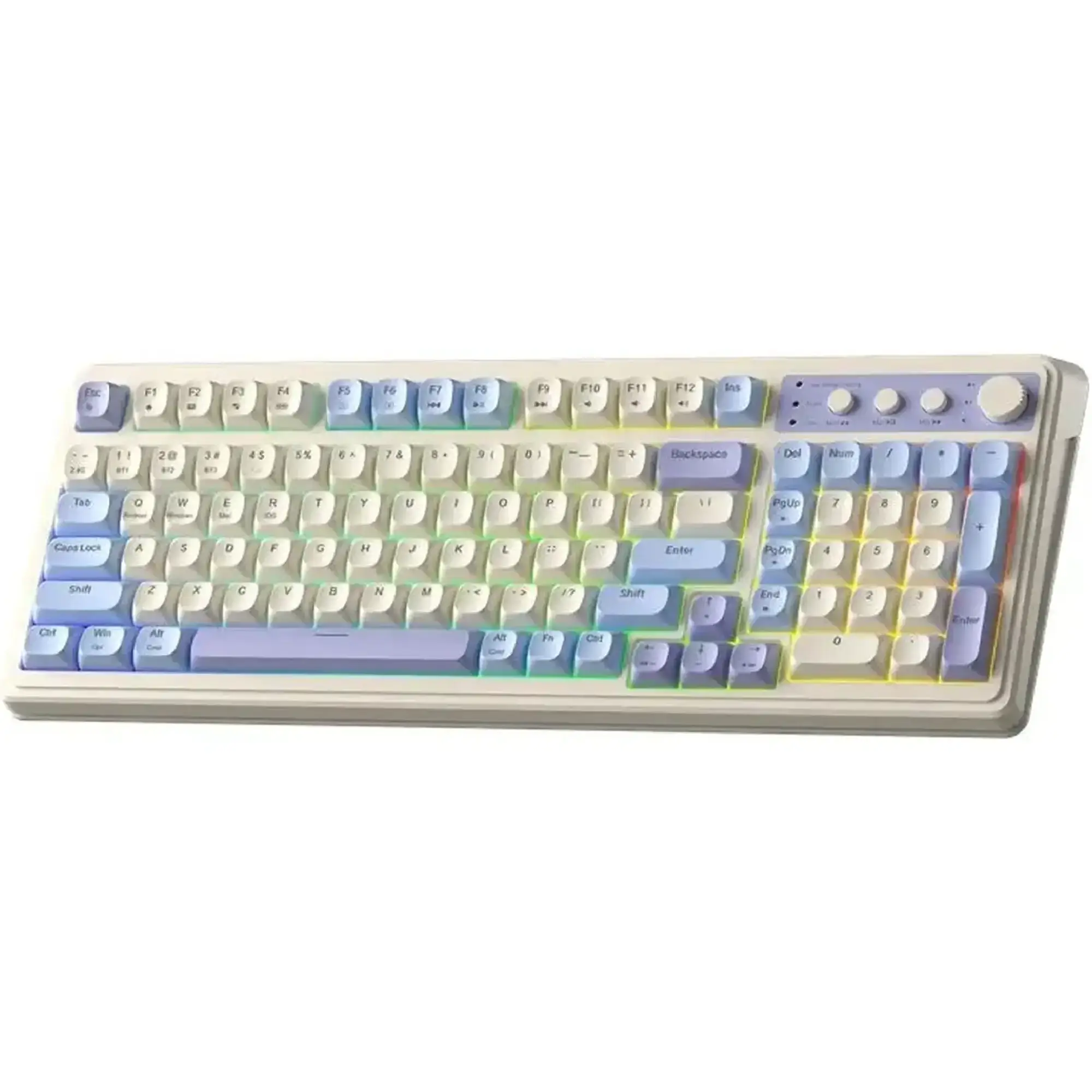 Купити Клавиатура Aula S99 Wireless/Bluetooth/USB UA White/Purple (6948391209906) - фото 2