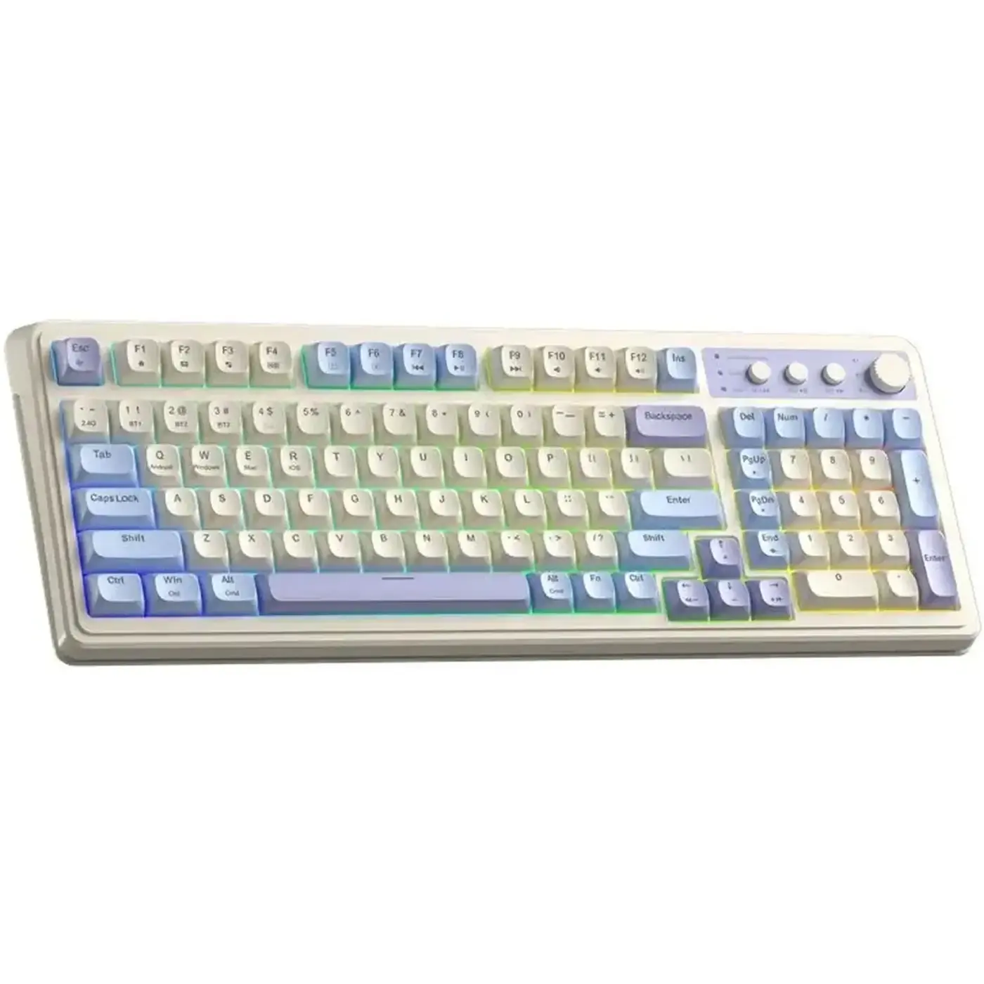 Купити Клавиатура Aula S99 Wireless/Bluetooth/USB UA White/Purple (6948391209906) - фото 3