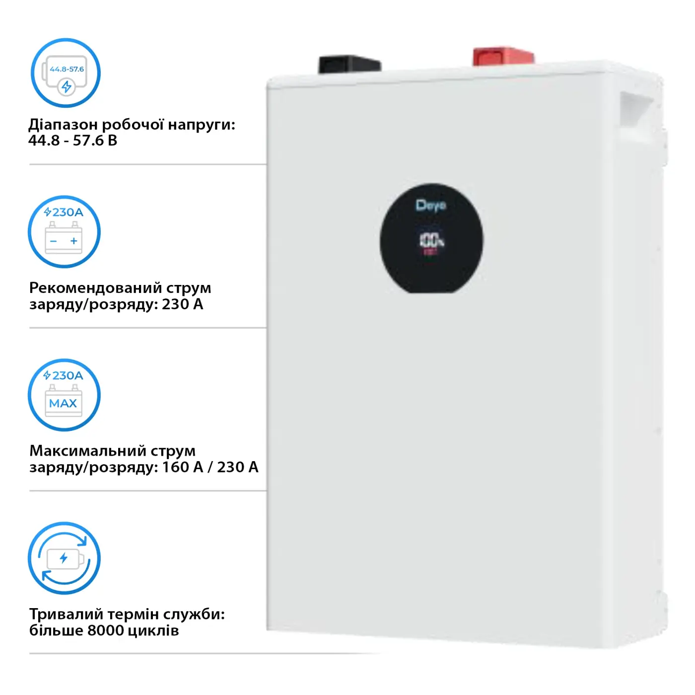 Купити Система зберігання енергії DEYE SV-1DE10K1-LDE16K1-1 10kW 16.1kWh 1BAT LiFePO4 ≥6000 циклів - фото 6