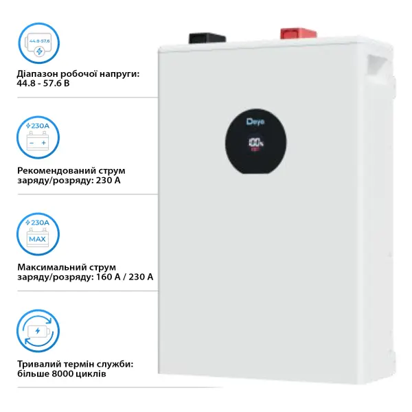 Купити Система зберігання енергії DEYE SV-1DE10K1-LDE16K1-1 10kW 16.1kWh 1BAT LiFePO4 ≥6000 циклів - фото 6