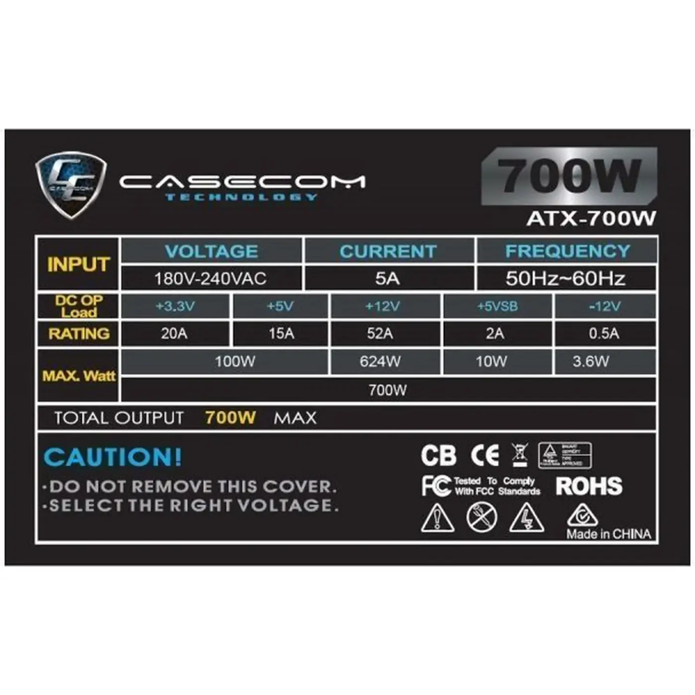 Купить Блок питания Casecom 700W 120mm 4хSATA Bulk (CM 700 ATX) - фото 3