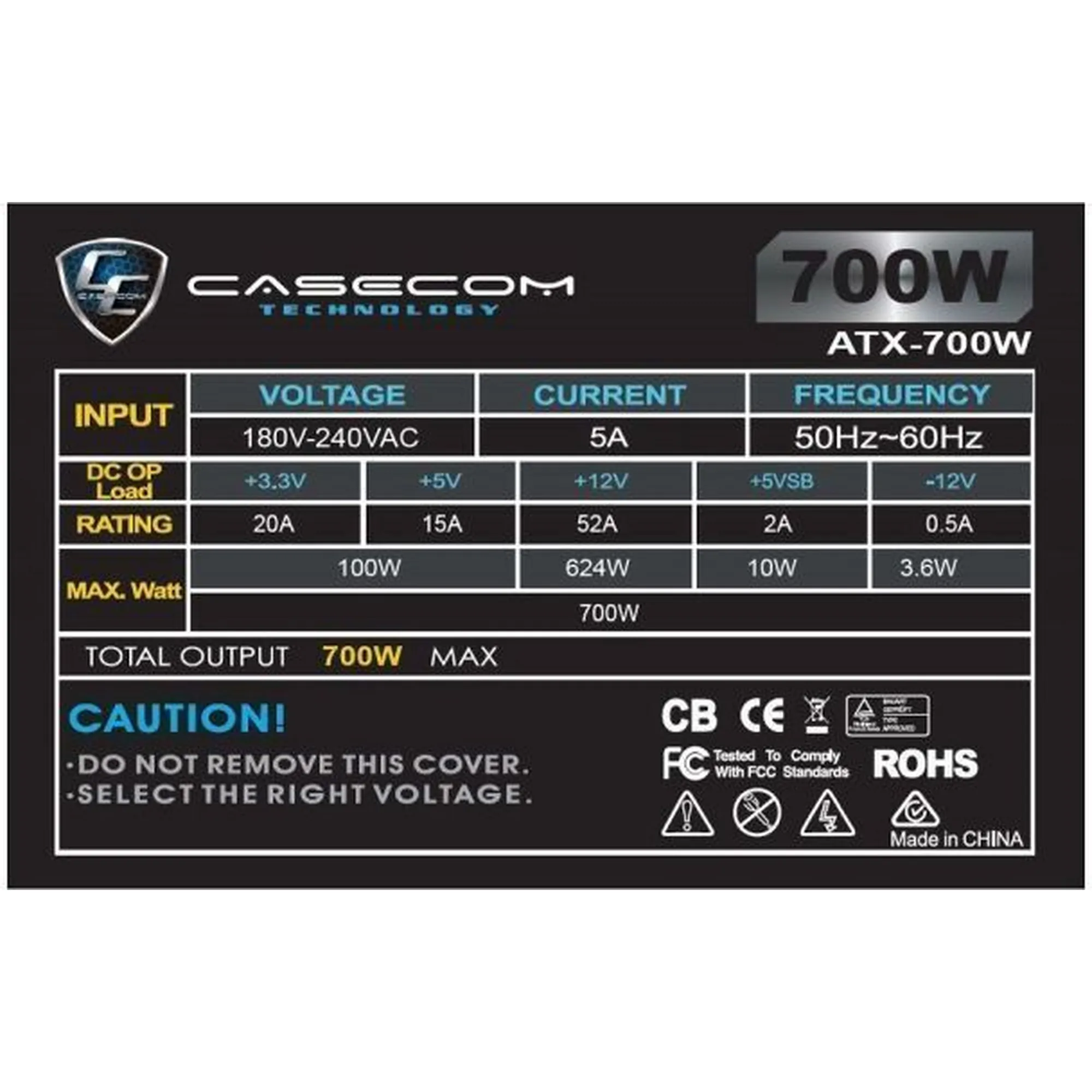 Купить Блок питания Casecom 700W 120mm 4хSATA Bulk (CM 700 ATX) - фото 3