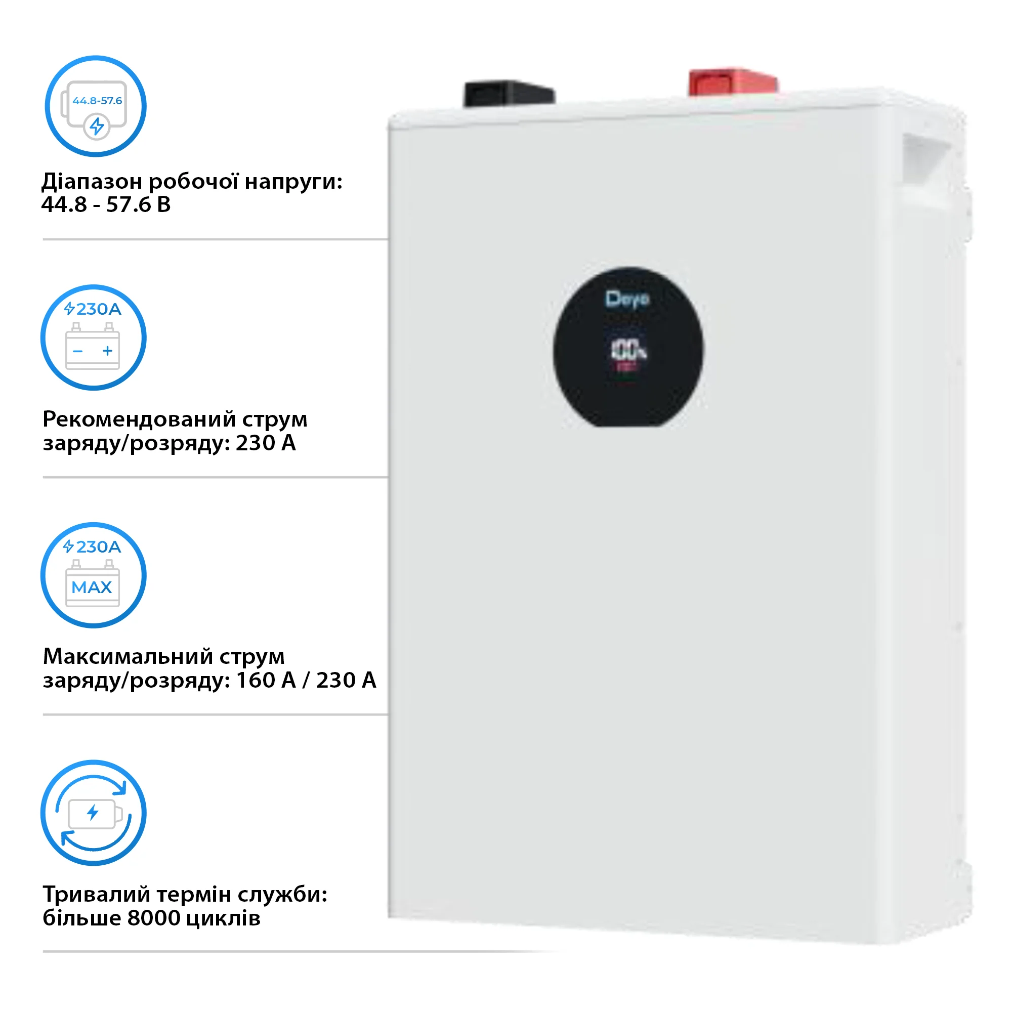 Купити Система зберігання енергії DEYE SV-1DE12K1-LDE16K1-1 12kW 16.1kWh 1BAT LiFePO4 ≥6000 циклів - фото 6