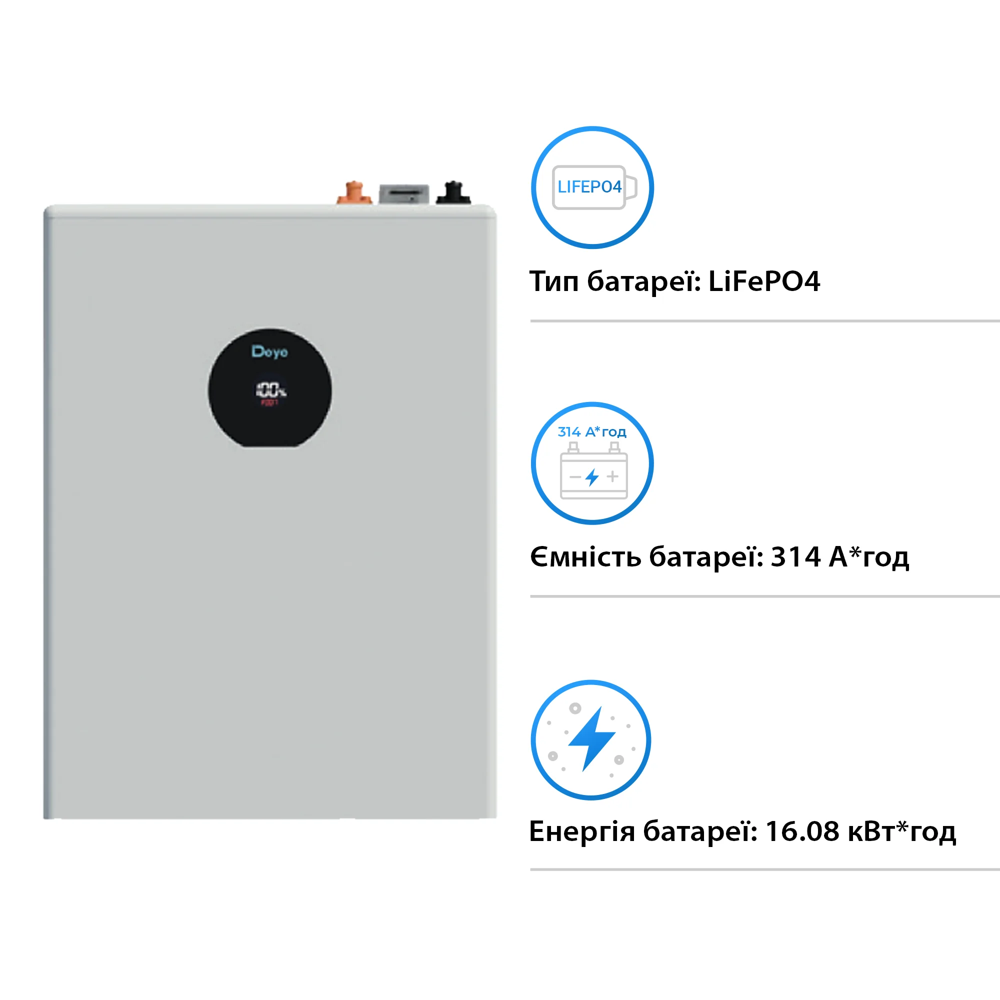 Купити Система зберігання енергії DEYE SV-3DE12K2-LDE16K1-1 12kW 16.1kWh 1BAT LiFePO4 ≥6000 циклів - фото 5