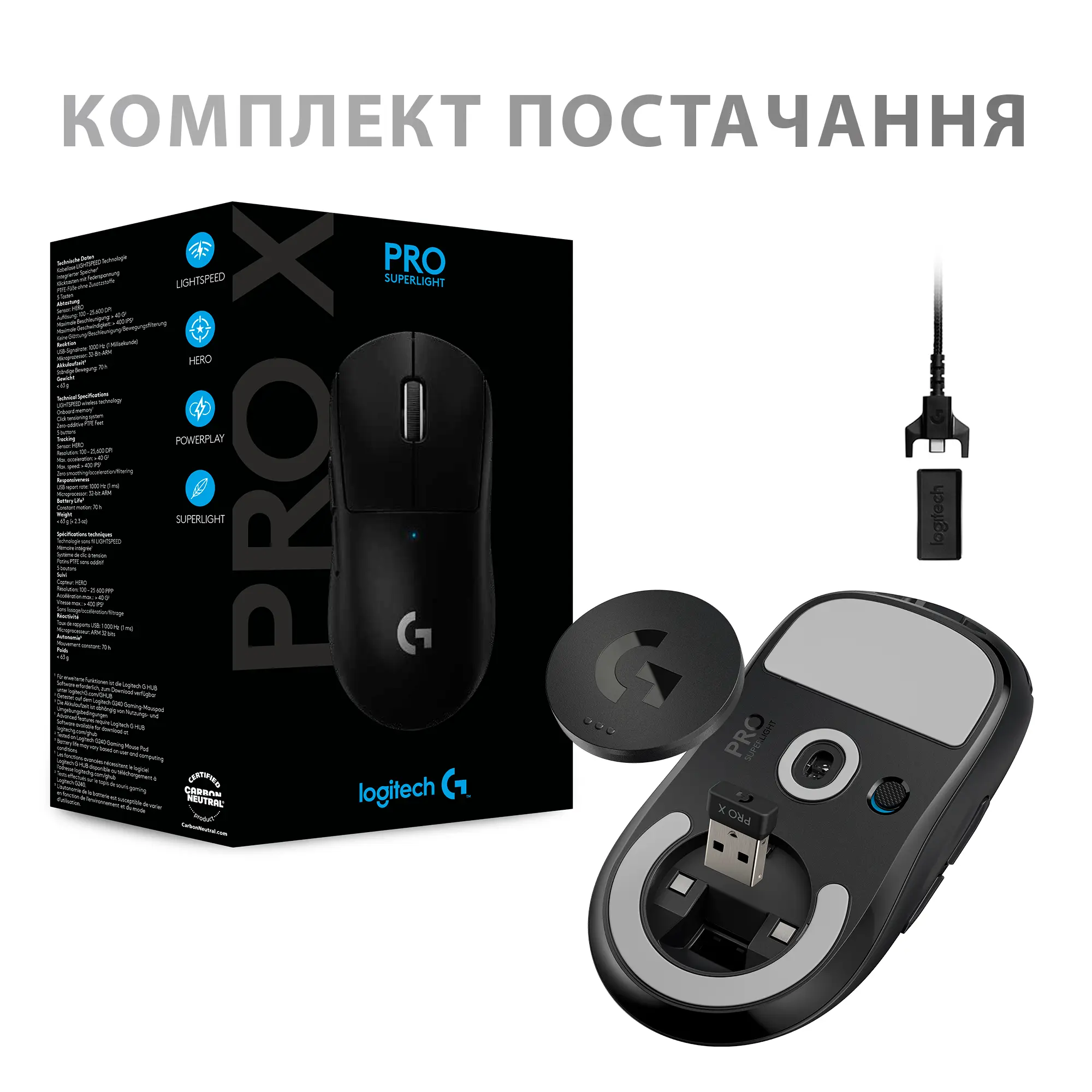 Купить Мышь Logitech G Pro X Superlight Wireless Black - фото 10