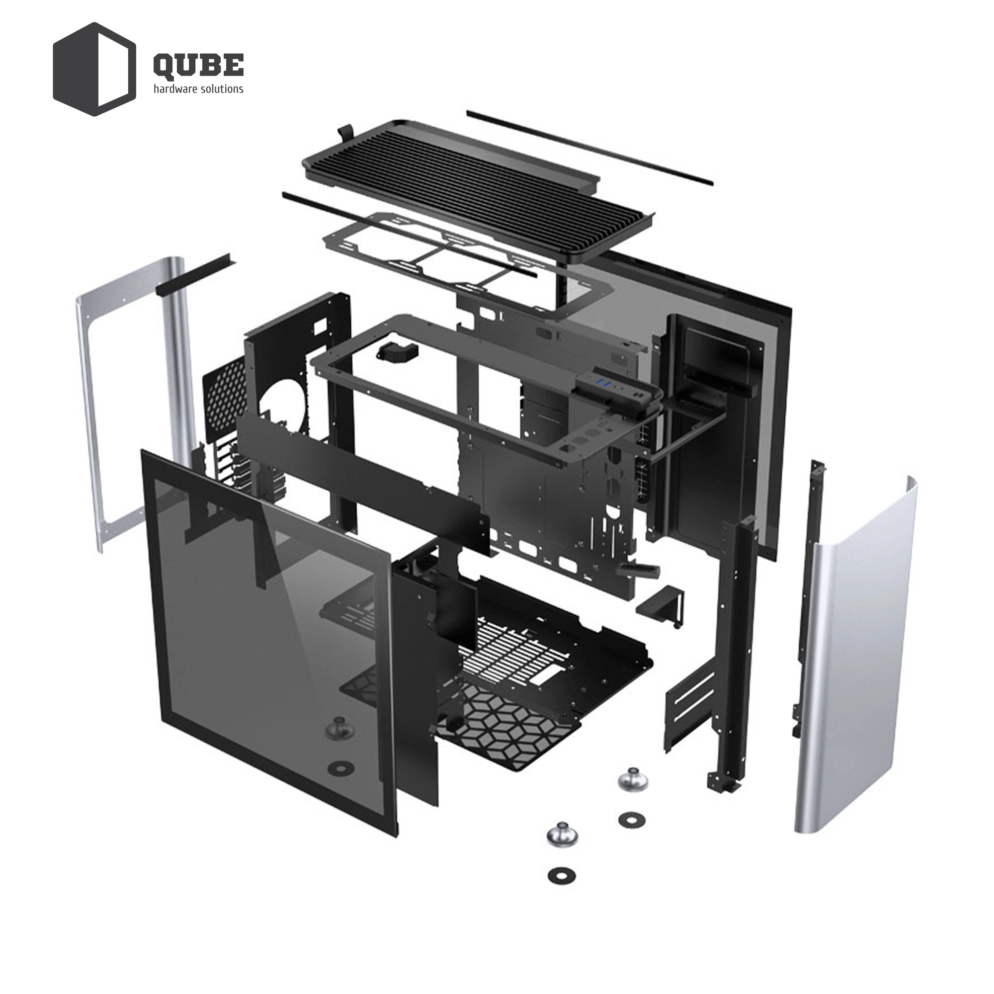 Купити Корпус QUBE i 400 Tempered glass Silver (i400-G Silver) - фото 16
