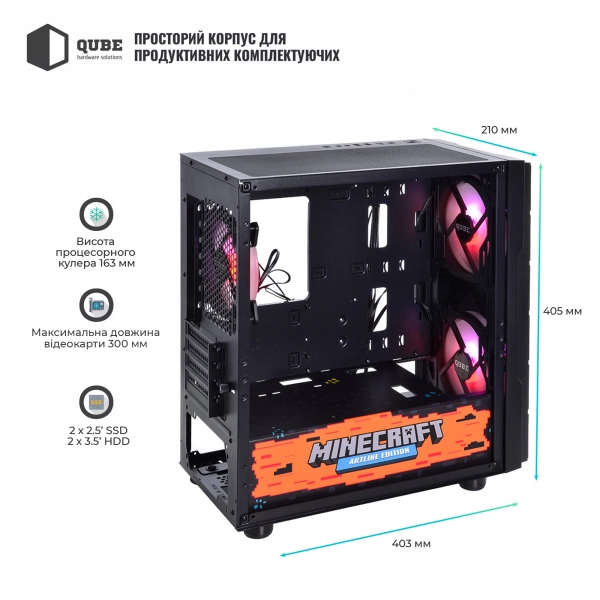Корпус IMPACT Printed Minecraft-Black – фото 3