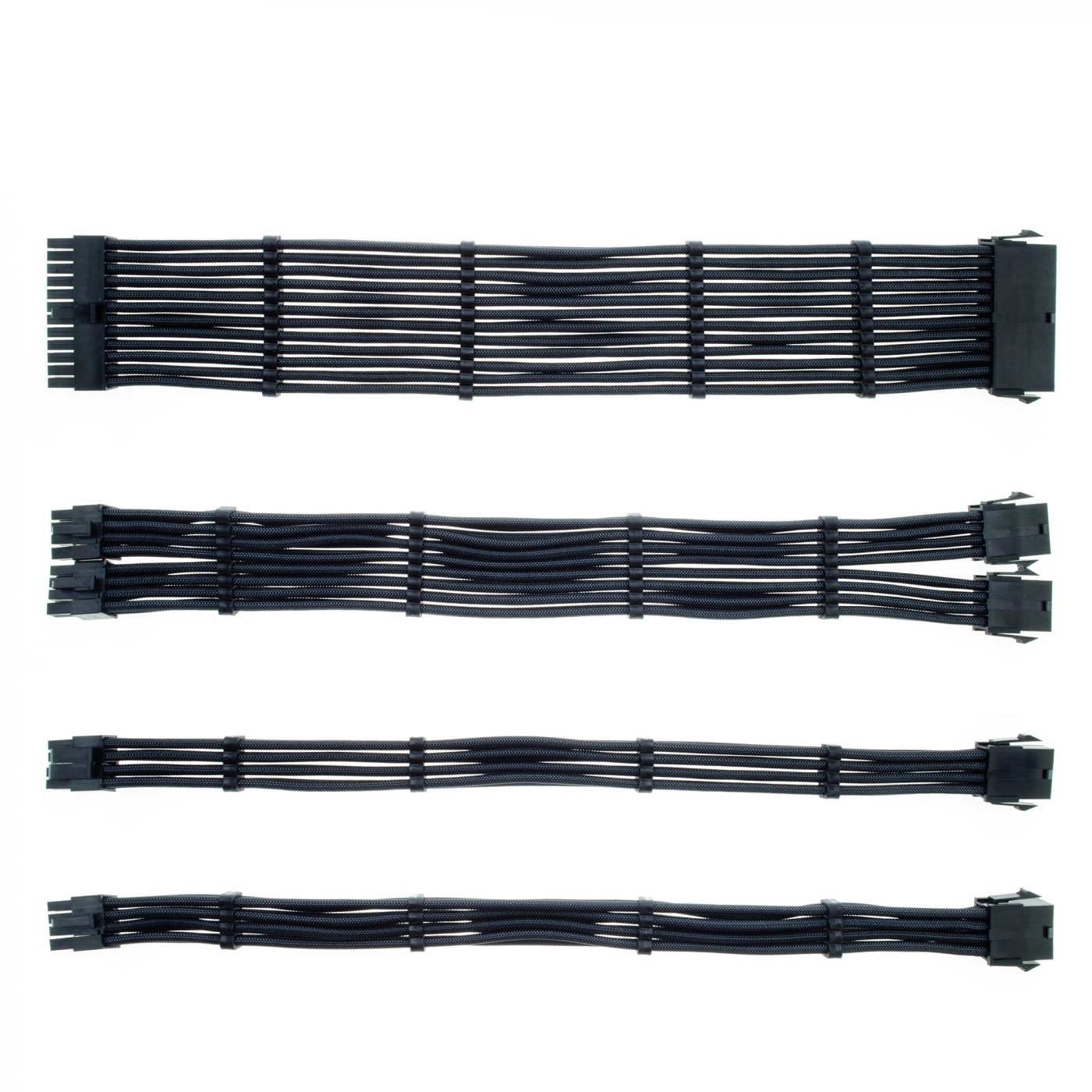 Купити Набір кабелів для блоку живлення QUBE 1x24P MB, 2x4+4P CPU, 2x6+2P VGA Black - фото 1