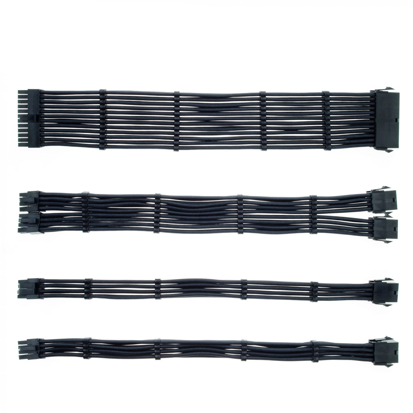 Купити Набір кабелів для блоку живлення QUBE 1x24P MB, 2x4+4P CPU, 2x6+2P VGA Black - фото 1