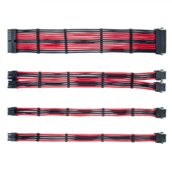 Купить Набор кабелей для блока питания QUBE 1x24P MB, 2x4+4P CPU, 2x6+2P VGA Black-Red - фото 1