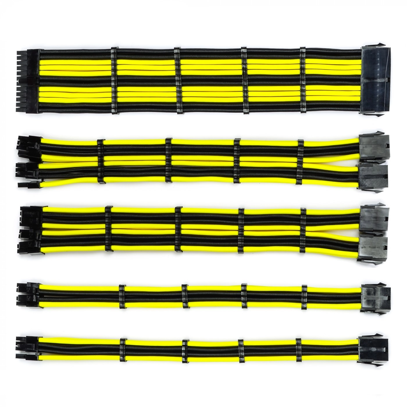 Купити Набір кабелів для блоку живлення QUBE 1x24P MB, 2x4+4P CPU, 2x6+2P VGA Black-Yelow - фото 1