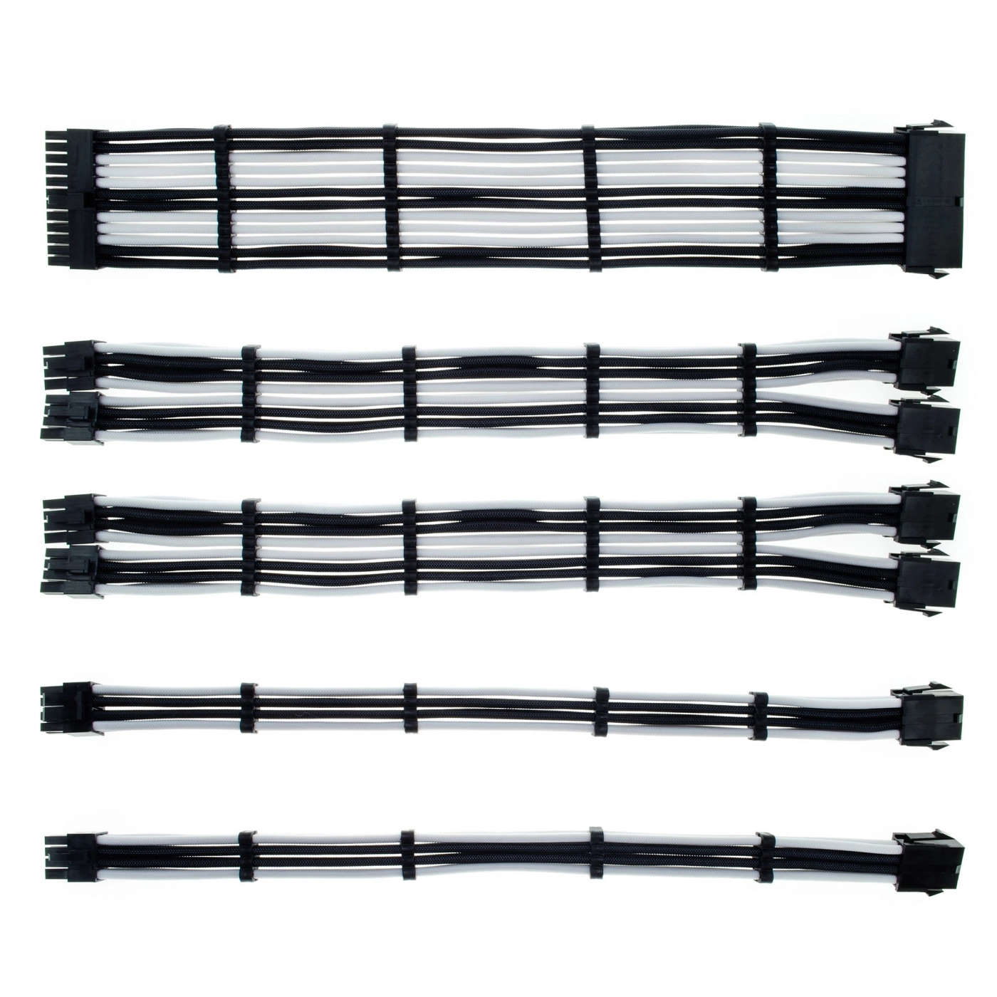 Купить Набор кабелей для блока питания QUBE 1x24P MB, 2x4+4P CPU, 2x6+2P VGA Black-White - фото 1