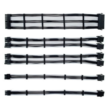 Купить Набор кабелей для блока питания QUBE 1x24P MB, 2x4+4P CPU, 2x6+2P VGA Black-White - фото 1
