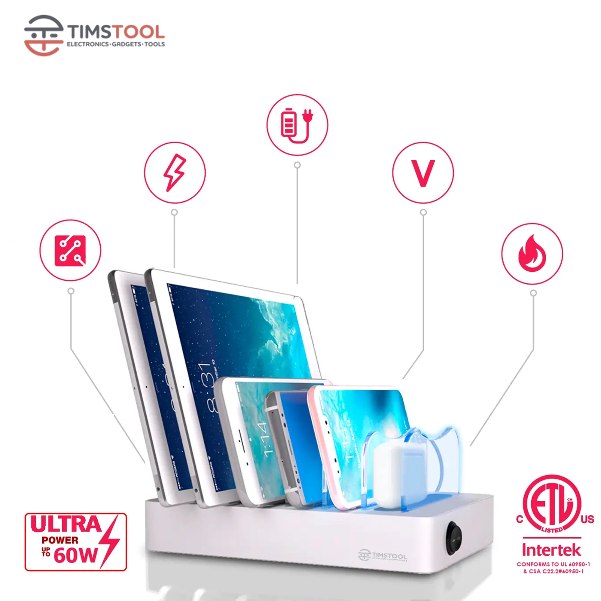 Купити Універсальна зарядна станція Timstool 6 USB Silver (SG0106Q-UA-SL) - фото 2