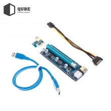 Купить Райзер QUBE PCI-E x1 to 16x 60cm USB 3.0 Cable SATA to 6Pin Power PCE164P-NO3 ver 009S - фото 4