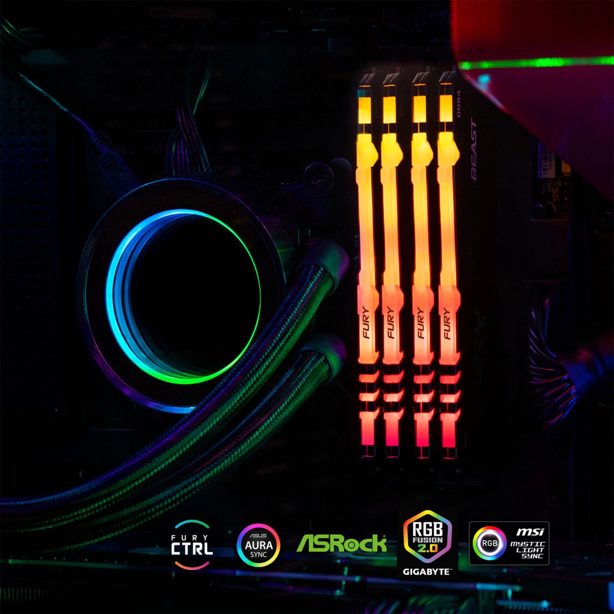 Купить Модуль памяти Kingston FURY Beast RGB DDR4-3733 16GB (KF437C19BB1A/16) - фото 7