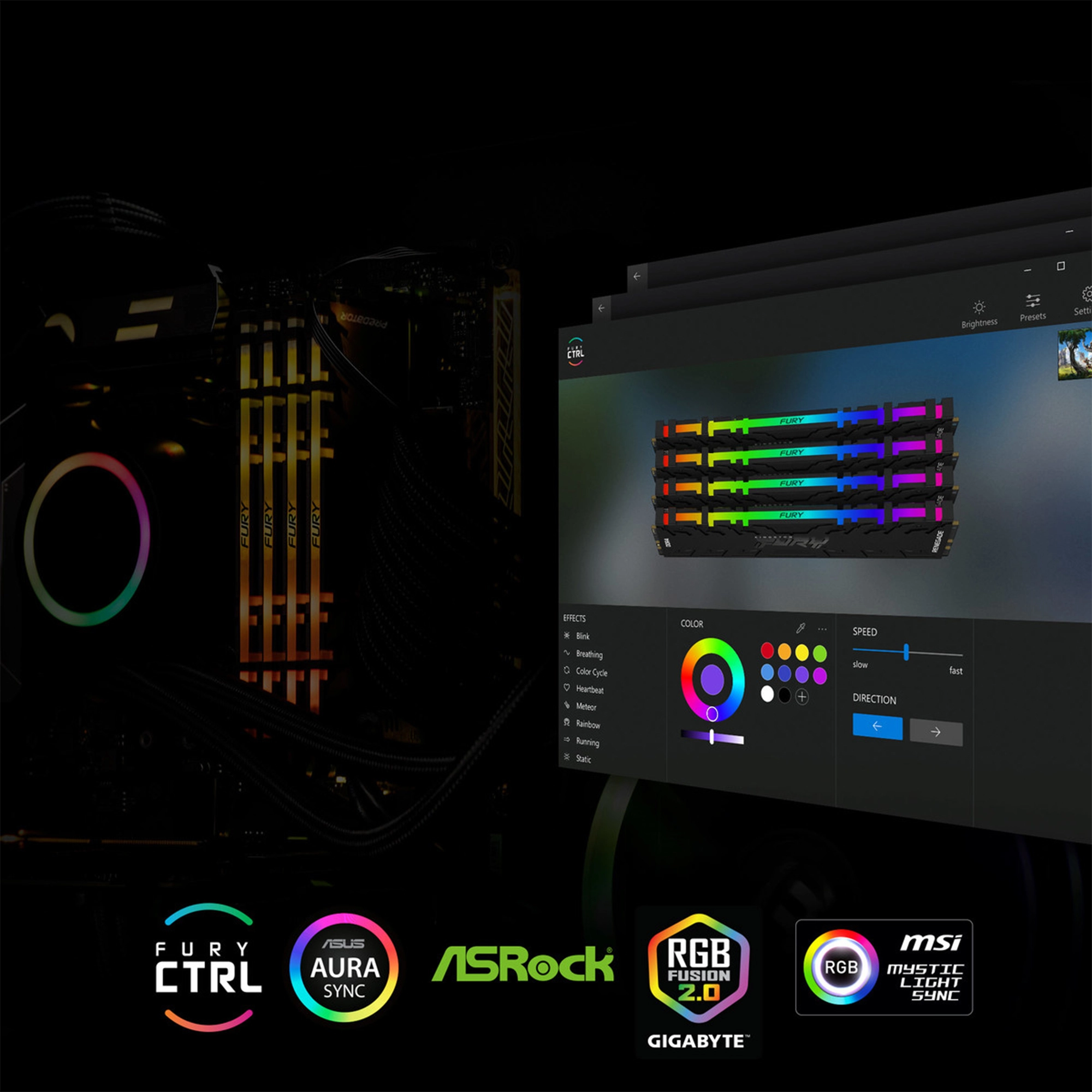 Купити Модуль пам'яті Kingston FURY Renegade RGB DDR4-4000 16GB KIT (2x8GB) (KF440C19RBAK2/16) - фото 11