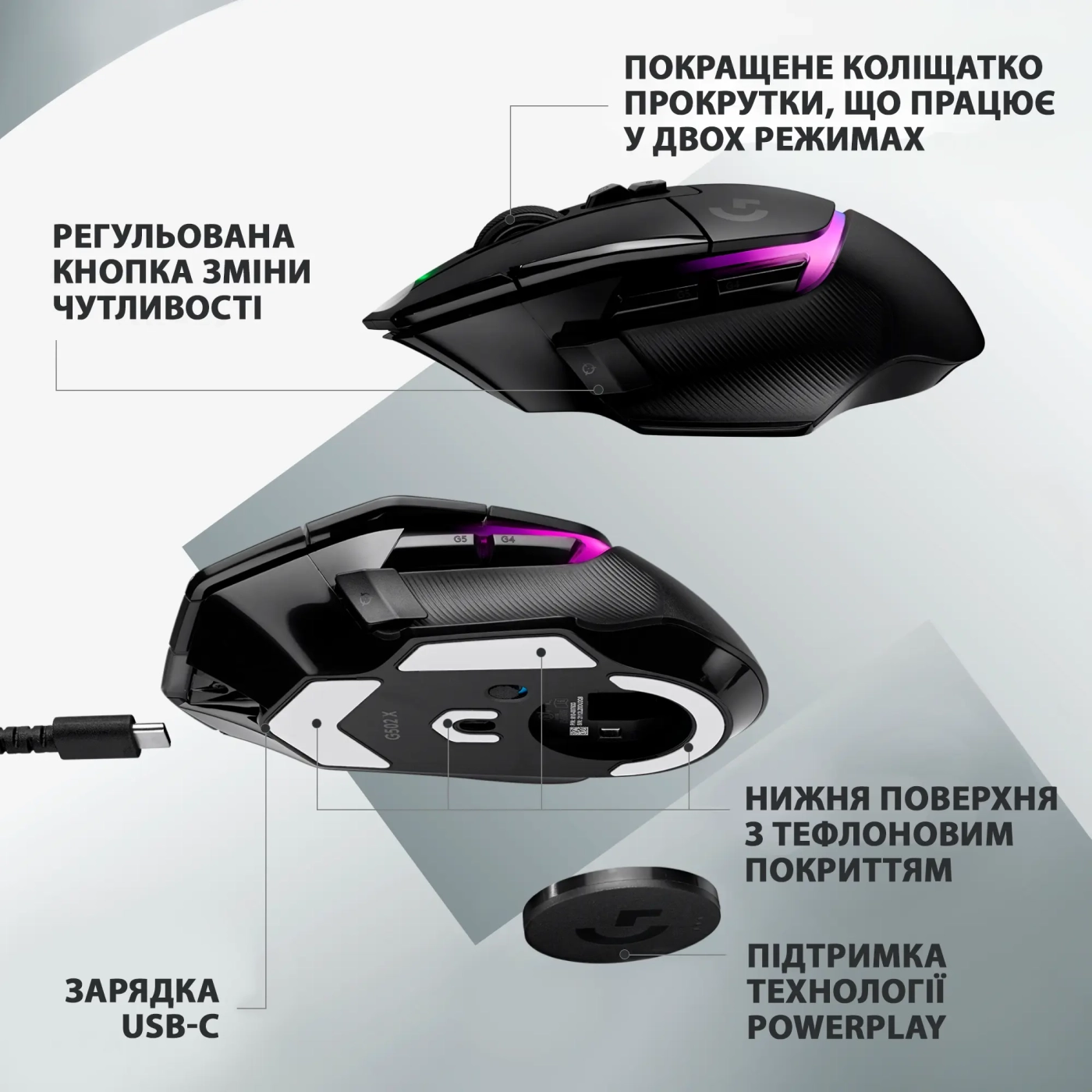 Купить Мышь Logitech G502 X Plus Wireless Black - фото 7
