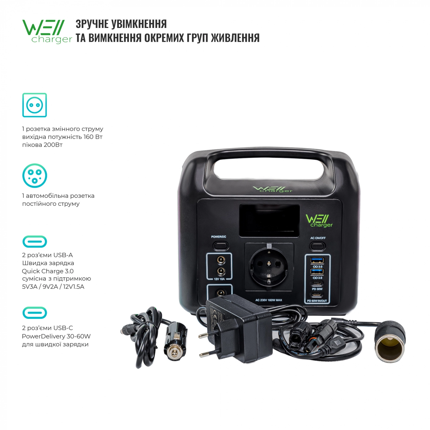 Купить Зарядная станция WellCharger D150 160W 204Wh - фото 5