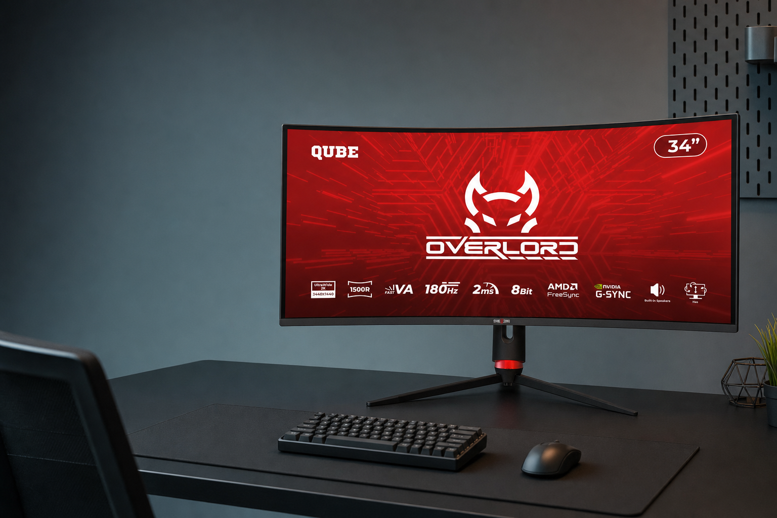 QUBE Overlord C34UQ180H, ігровий монітор 34 дюйми