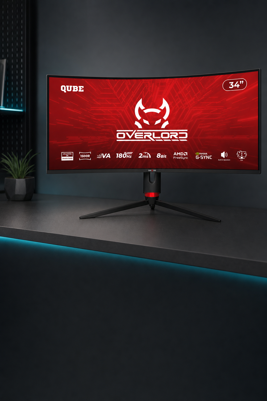 QUBE Overlord C34UQ180H, ігровий монітор 34 дюйми